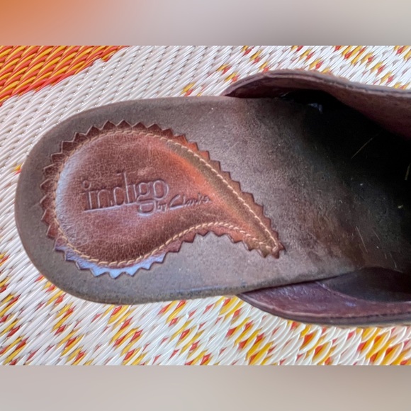 Indigo by Clarks Mules Clogs Boho Brown Leather Retro Bohemian Women's Size 6 - Picture 13 of 16